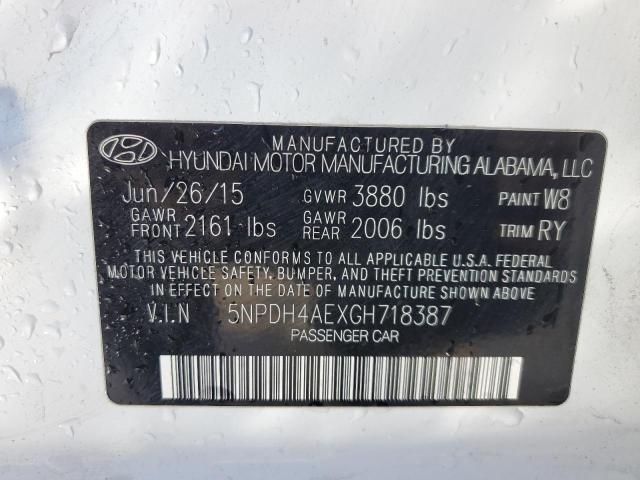 5NPDH4AEXGH718387 - 2016 HYUNDAI ELANTRA SE WHITE photo 12