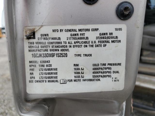 1GCJK33DX6F152520 - 2006 CHEVROLET SILVERADO K3500 ვერცხლისფერი ფოტო 12