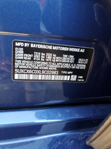 5UXCX6C0XL9C02983 - 2020 BMW X7 M50I BLUE photo 12