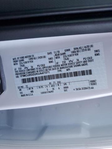 1FMCU0GD2KUA47371 - 2019 FORD ESCAPE SE WHITE photo 14