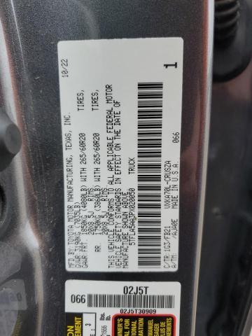 5TFLA5AA3PX020050 - 2023 TOYOTA TUNDRA DOUBLE CAB SR GRAY photo 12