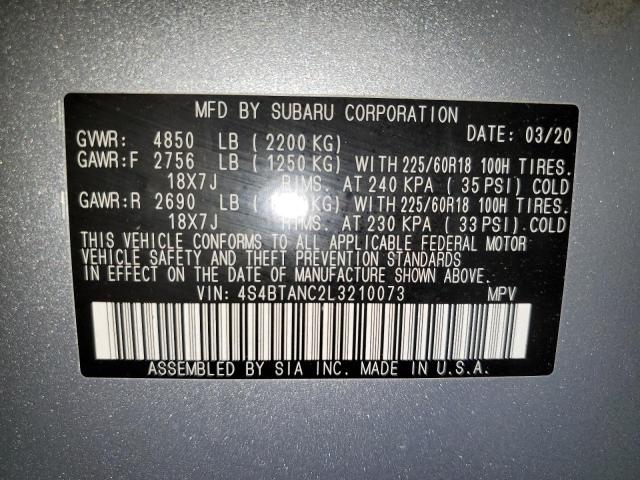 4S4BTANC2L3210073 - 2020 SUBARU OUTBACK LIMITED GRAY photo 13