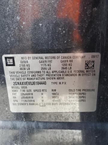 2GNAXVEV0J6184440 - 2018 CHEVROLET EQUINOX PREMIER CHARCOAL photo 12