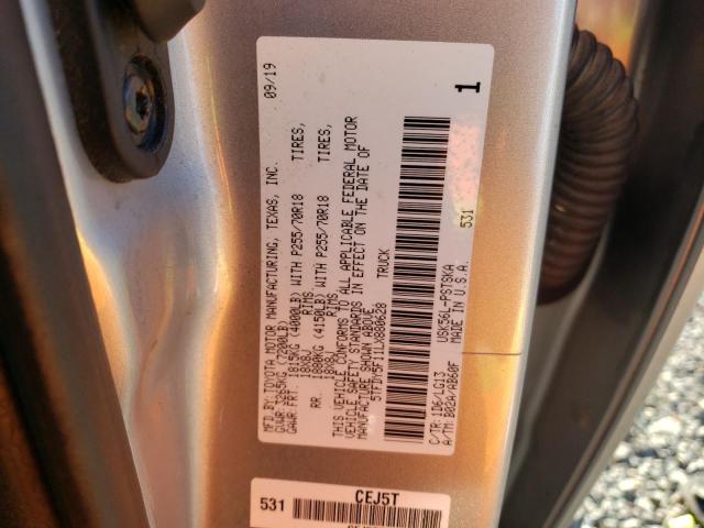 5TFDY5F11LX880628 - 2020 TOYOTA TUNDRA CREWMAX SR5 SILVER photo 12