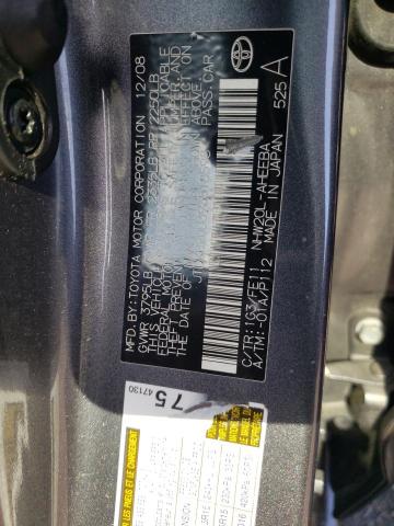 JTDKB20U393518598 - 2009 TOYOTA PRIUS GRAY photo 12