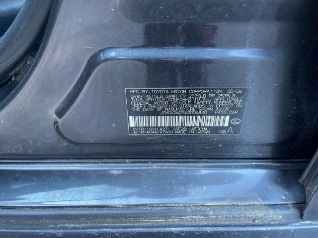 JTHCK262762006840 - 2006 LEXUS IS 250 GRAY photo 10