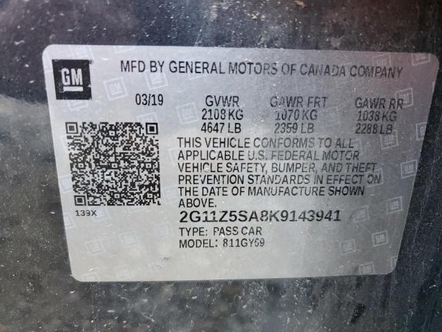 2G11Z5SA8K9143941 - 2019 CHEVROLET IMPALA LT GRAY photo 13