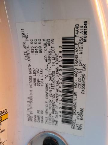 4A37L2EFXCE003362 - 2012 MITSUBISHI ECLIPSE SPYDER GS 白色 照片 13