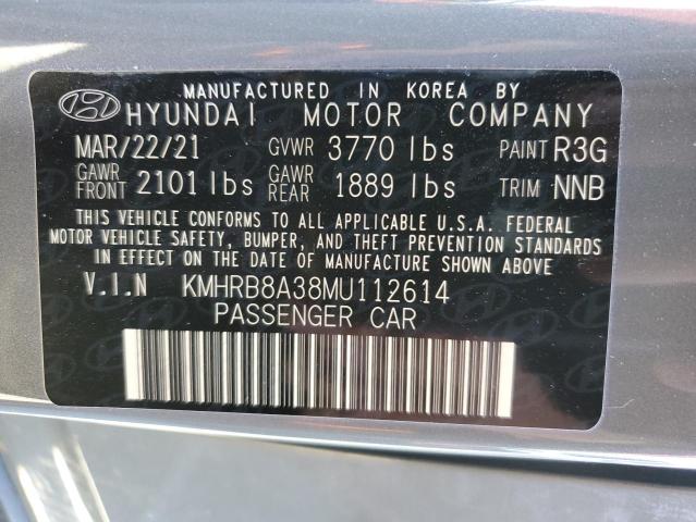 KMHRB8A38MU112614 - 2021 HYUNDAI VENUE SE GRAY photo 12