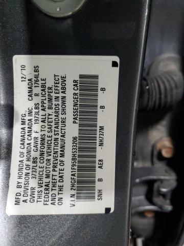 2HGFA1F95BH533206 - 2011 HONDA CIVIC EXL ნაცრისფერი ფოტო 12