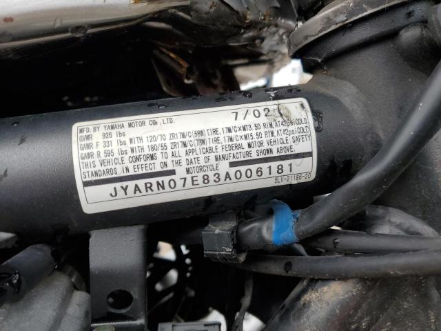 JYARN07E83A006181 - 2003 YAMAHA FZS10 SILVER photo 10