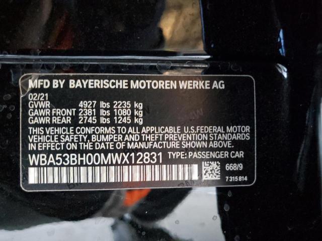 WBA53BH00MWX12831 - 2021 BMW 530 I BLACK photo 12