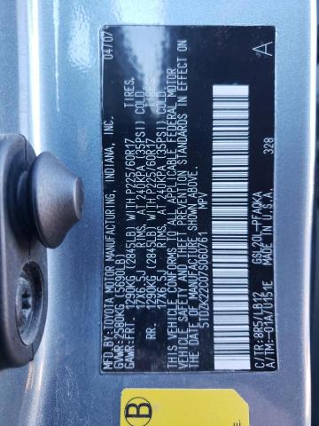 5TDZK22C07S060761 - 2007 TOYOTA SIENNA XLE BLUE photo 14