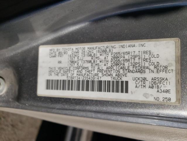 5TBRT34123S439147 - 2003 TOYOTA TUNDRA ACCESS CAB SR5 SILVER photo 13