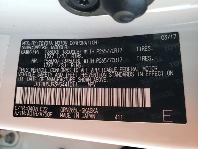 JTEBU5JR3H5441011 - 2017 TOYOTA 4RUNNER SR5/SR5 PREMIUM 白色 照片 13