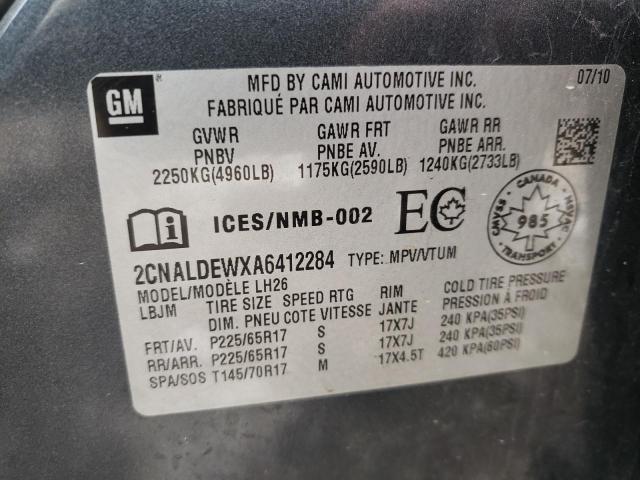 2CNALDEWXA6412284 - 2010 CHEVROLET EQUINOX LT GRAY photo 13