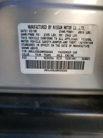 JNKAJ09E48M306069 - 2008 INFINITI EX35 BASE Արծաթագույն լուսանկար 13