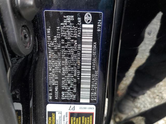 4T4BF1FK8ER387386 - 2014 TOYOTA CAMRY L BLACK photo 12