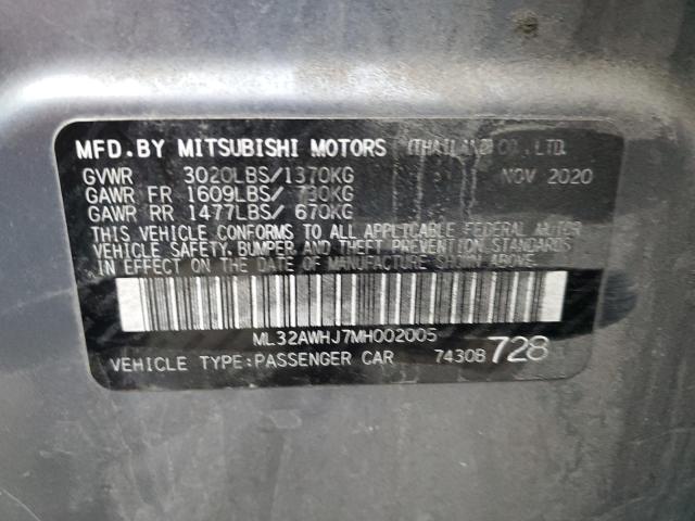 ML32AWHJ7MH002005 - 2021 MITSUBISHI MIRAGE ES SE GRAY photo 12