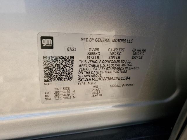 5GAERBKW0MJ251594 - 2021 BUICK ENCLAVE ESSENCE 银色 照片 13