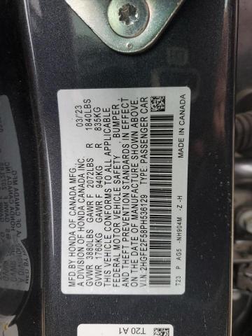 2HGFE2F58PH536129 - 2023 HONDA CIVIC SPORT 石墨色 照片 12