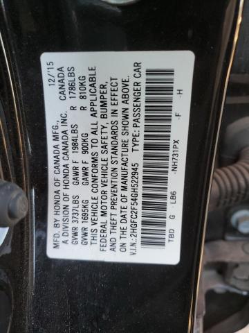 2HGFC2F54GH522945 - 2016 HONDA CIVIC LX BLACK photo 12