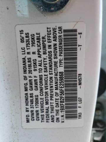 19XFB2F56FE259868 - 2015 HONDA CIVIC LX WHITE photo 13