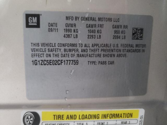 1G1ZC5E02CF177759 - 2012 CHEVROLET MALIBU 1LT TAN photo 12