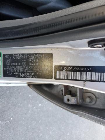 KNADE123986353777 - 2008 KIA RIO BASE SILVER photo 13