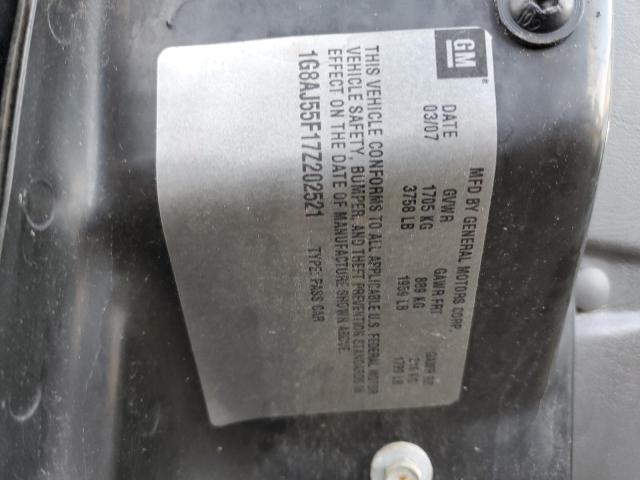 1G8AJ55F17Z202521 - 2007 SATURN ION LEVEL 2 GRAY photo 12
