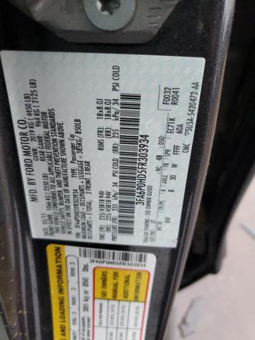 3FA6P0HD5FR303934 - 2015 FORD FUSION SE GRAY photo 12