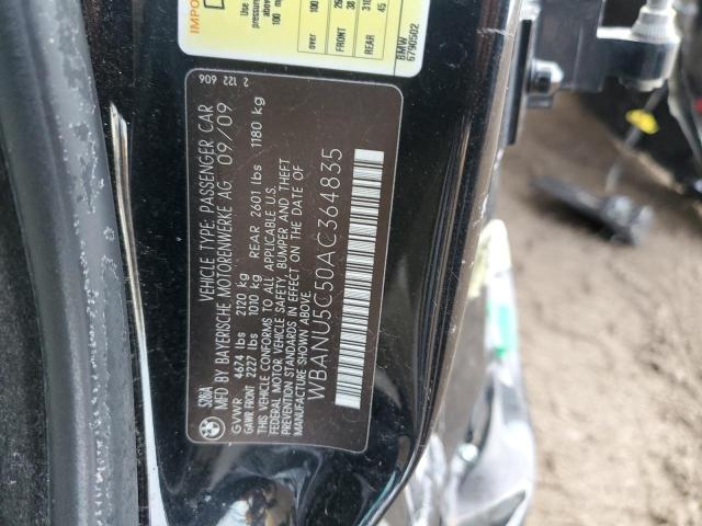 WBANU5C50AC364835 - 2010 BMW 528 I BLACK photo 12