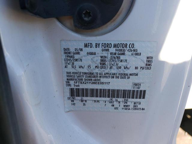 1FTSX21Y28EE05117 - 2008 FORD F250 SUPER DUTY WHITE photo 12