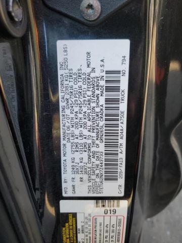 5TETU62NX7Z443733 - 2007 TOYOTA TACOMA PRERUNNER ACCESS CAB BLACK photo 12