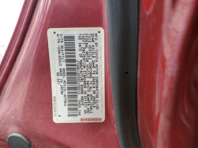 JT2GK12E6S0102213 - 1995 TOYOTA CAMRY LE BURGUNDY photo 12