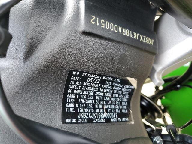 JKBZXJK19RA000512 - 2024 KAWASAKI ZX636 K GREEN photo 10