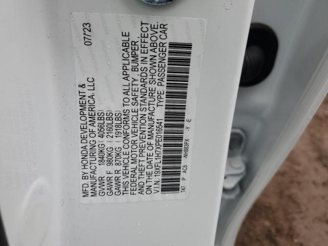 19XFL1H7XPE016541 - 2023 HONDA CIVIC EXL თეთრი ფოტო 12