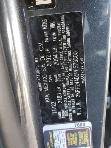 3KPF24AD5PE573300 - 2023 KIA FORTE LX GRAY photo 12