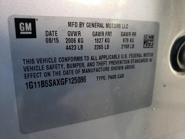1G11B5SAXGF125086 - 2016 CHEVROLET MALIBU LIM LS SILVER photo 12
