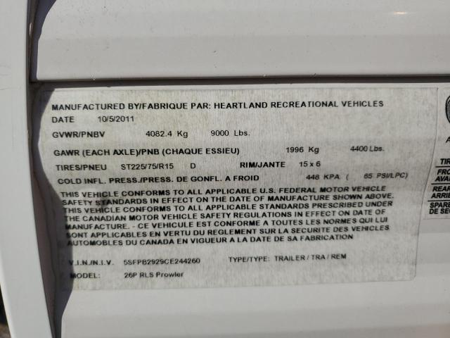 5SFPB2929CE244260 - 2012 HEART LAND PROWLER 白色 照片 10