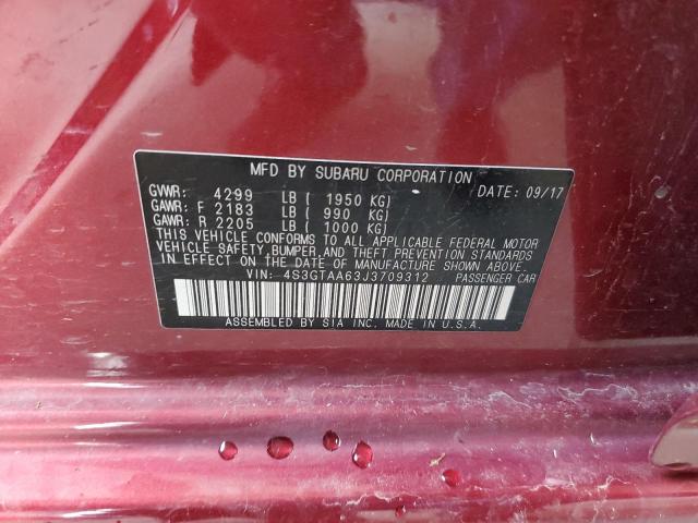 4S3GTAA63J3709312 - 2018 SUBARU IMPREZA RED photo 12