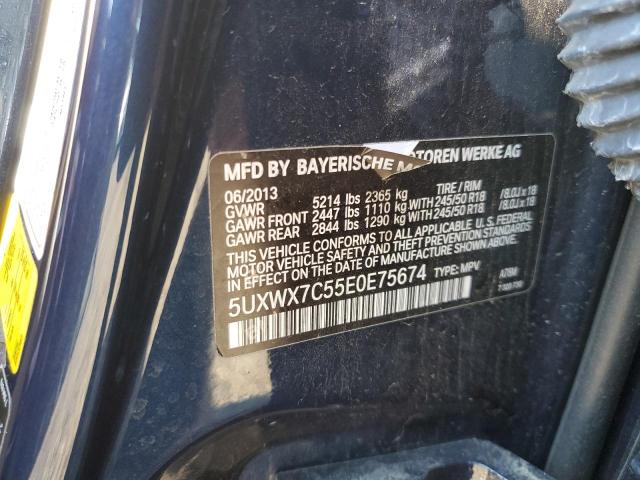 5UXWX7C55E0E75674 - 2014 BMW X3 XDRIVE35I BLUE photo 12