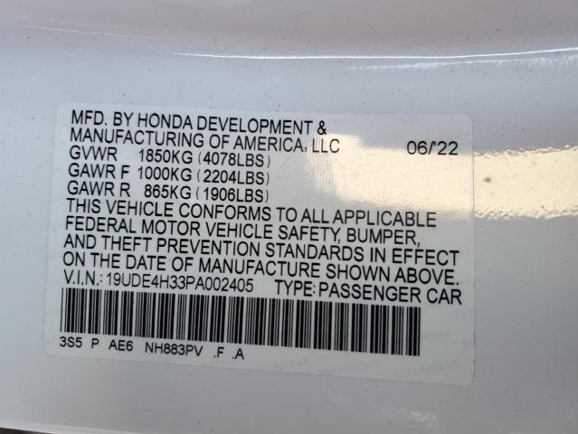 19UDE4H33PA002405 - 2023 ACURA INTEGRA A-SPEC WHITE photo 13