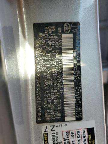 2T1KR32E77C632289 - 2007 TOYOTA COROLLA MA XR SILVER photo 13