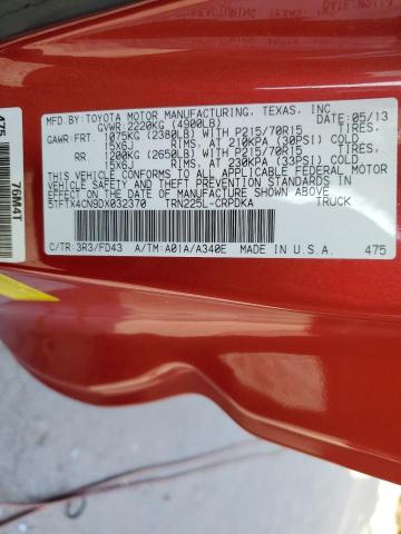 5TFTX4CN9DX032370 - 2013 TOYOTA TACOMA ACCESS CAB ბურგუნდია ფოტო 12