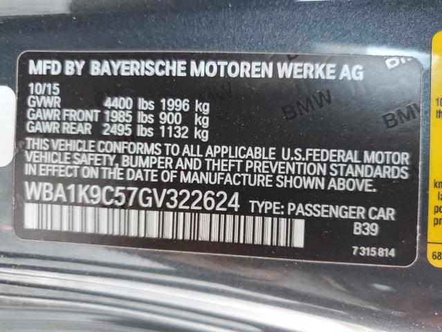 WBA1K9C57GV322624 - 2016 BMW 228 I SULEV GRAY photo 12