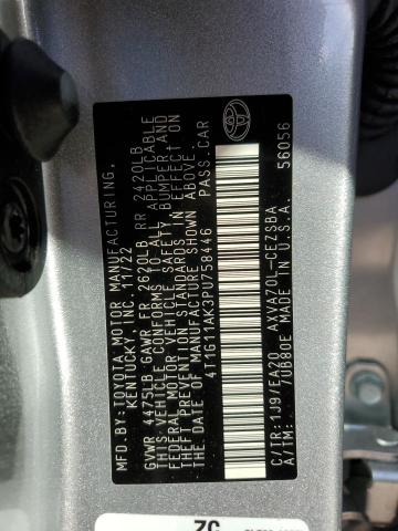 4T1G11AK3PU758446 - 2023 TOYOTA CAMRY SE NIGHT SHADE SILVER photo 13