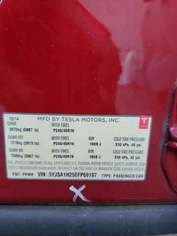 5YJSA1H25EFP69197 - 2014 TESLA MODEL S RED photo 12