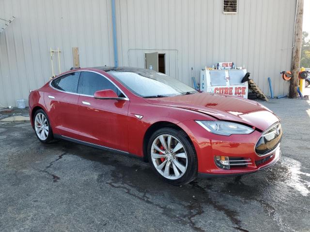 5YJSA1H25EFP69197 - 2014 TESLA MODEL S RED photo 4