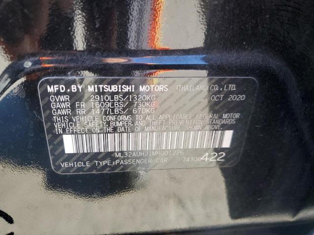 ML32AUHJ1MH001226 - 2021 MITSUBISHI MIRAGE ES BLACK photo 12